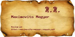 Maximovits Megyer névjegykártya